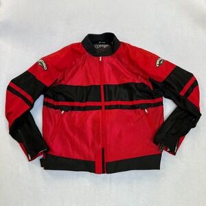 Mens Teknic Red Black Padded Motorcycle Riding‎ Jacket Coat Size 48 Large GUC